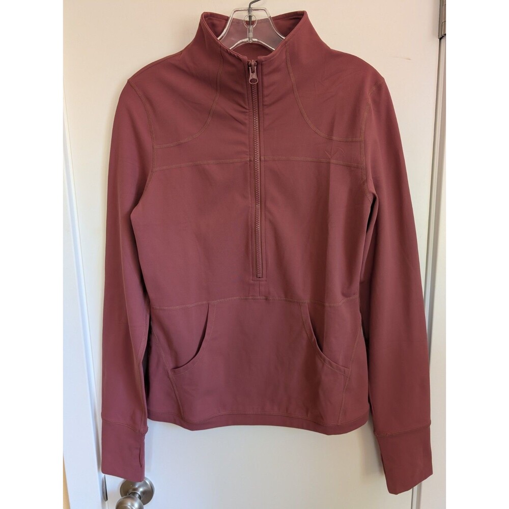 NWT Zyia Active Salmon Pocket 1/2 Zip Pullover Medium Athletic Half Thumb Holes